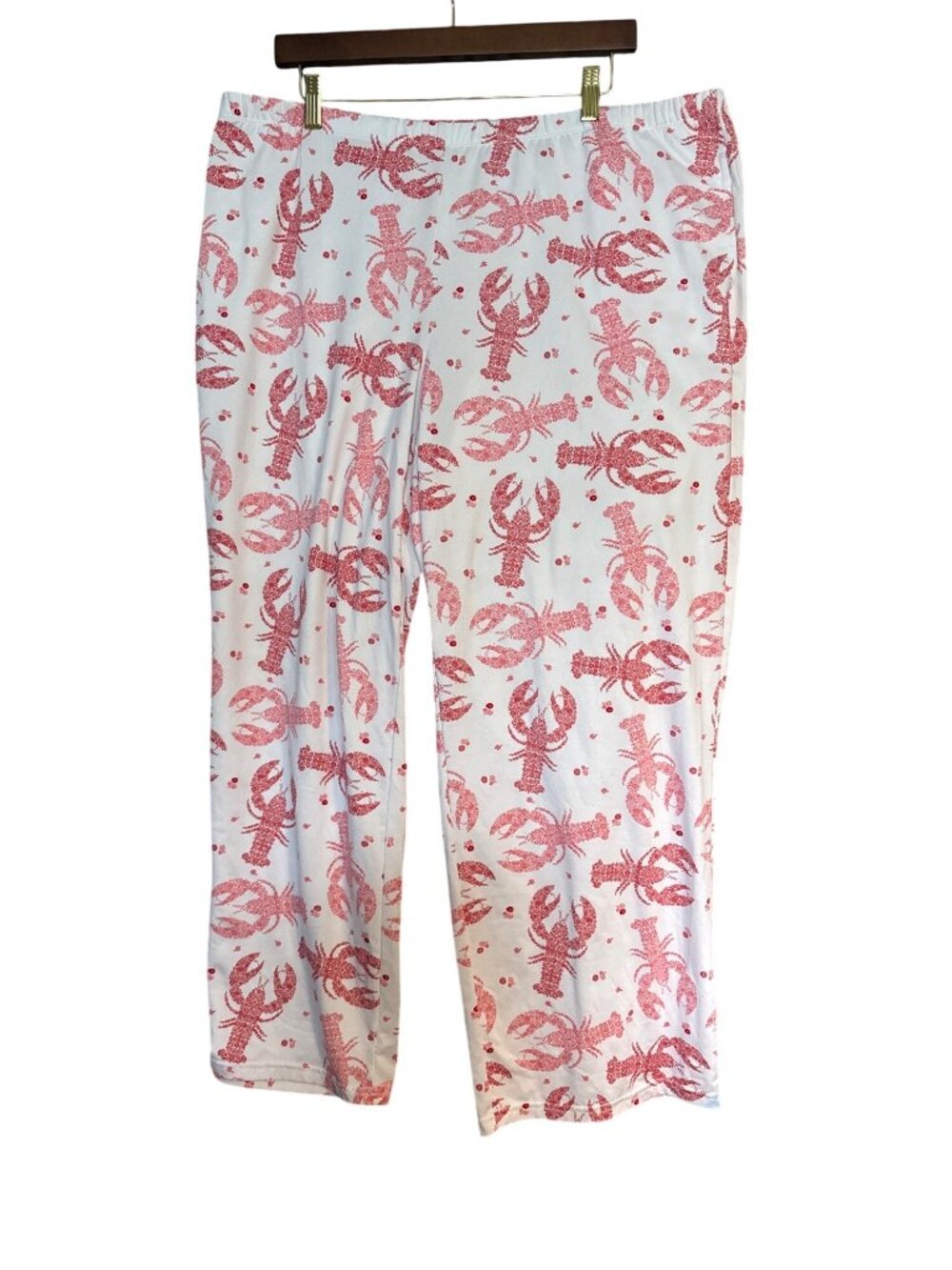 Lobster Print Women’s Pajama Pants Elastic Waist White & Red XL (16-18) By Joysp - Picture 2 of 5